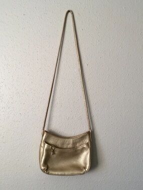 Fossil Metallic Gold Mini Leather Crossbody Bag